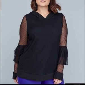Lane Bryant ruffle mesh dot hoodie